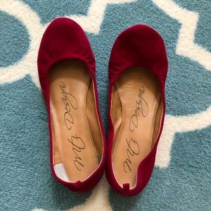 Pink velvet ballet flats